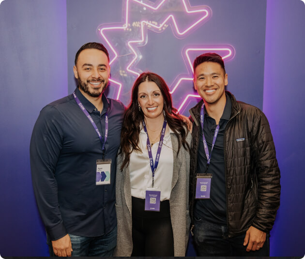 Gong employees posing at a company event