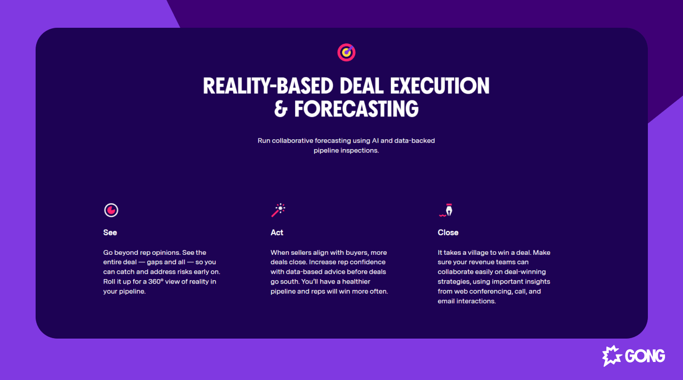 Gong deal execution and forecasting feature